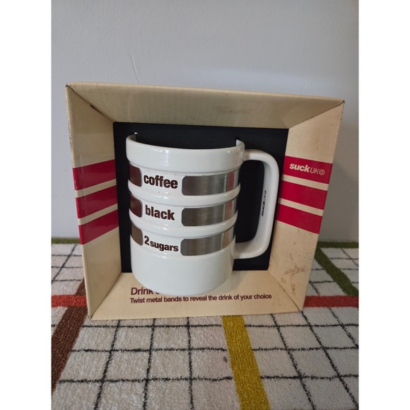 Other - Vintage Drink Selector Mug White Ceramic Rotating Metal Bands Adjustable Coffee